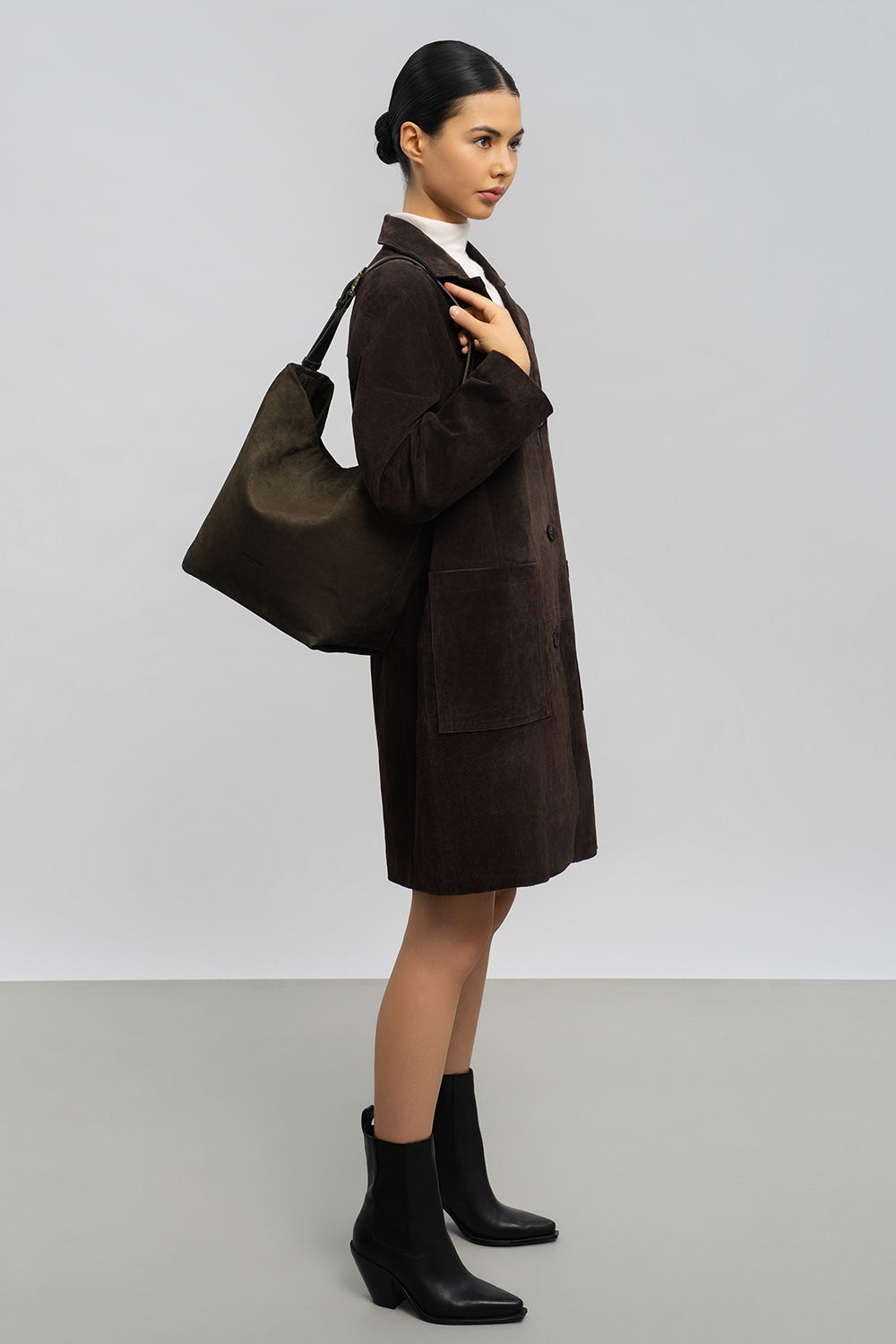 Grand sac seau - Daim